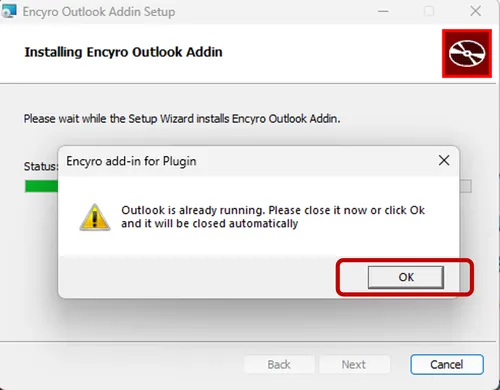 Click OK to close Outlook