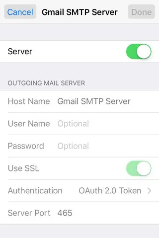 SSL Setting on a iOS device, screenshot