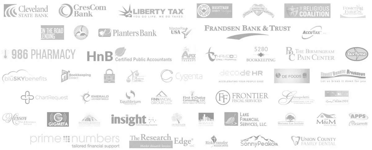 Cleveland State Bank, CresCom Bank, Liberty Tax, Washtenaw County, Hands Across The Water, Religious Coalition, FOrestering Futures, On The Road Lending, Planters Bank, MasterPay USA, Frandsen Bank & Trust, AccuTax